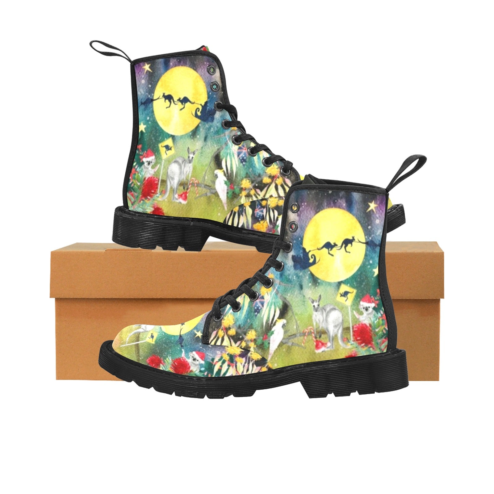 Xmas Aussie - Canvas Boots - Little Goody New Shoes Australia