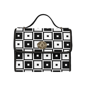Black & White Squares - Waterproof Canvas Handbag