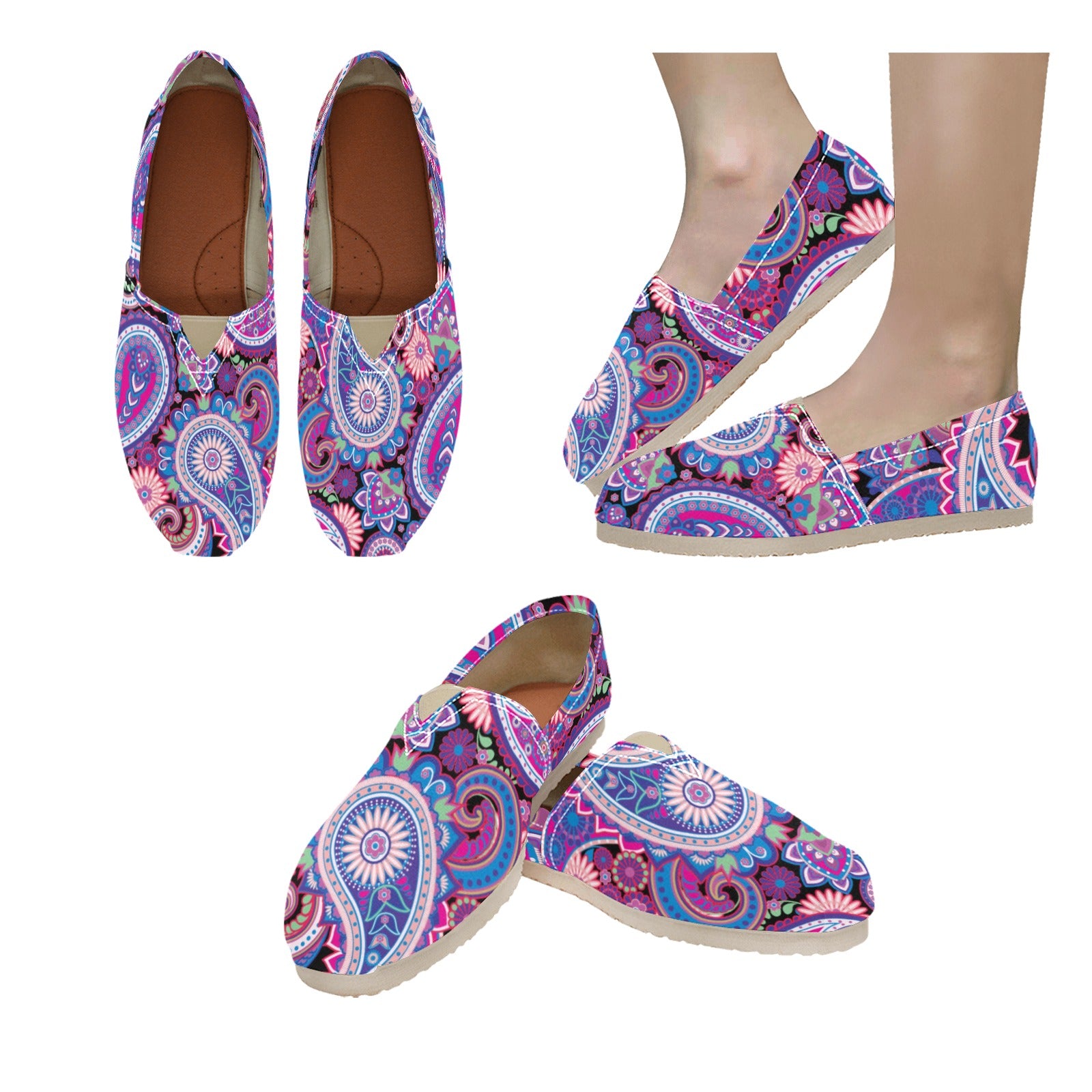 Purple Paisley - Casual Canvas Slip-on Shoes