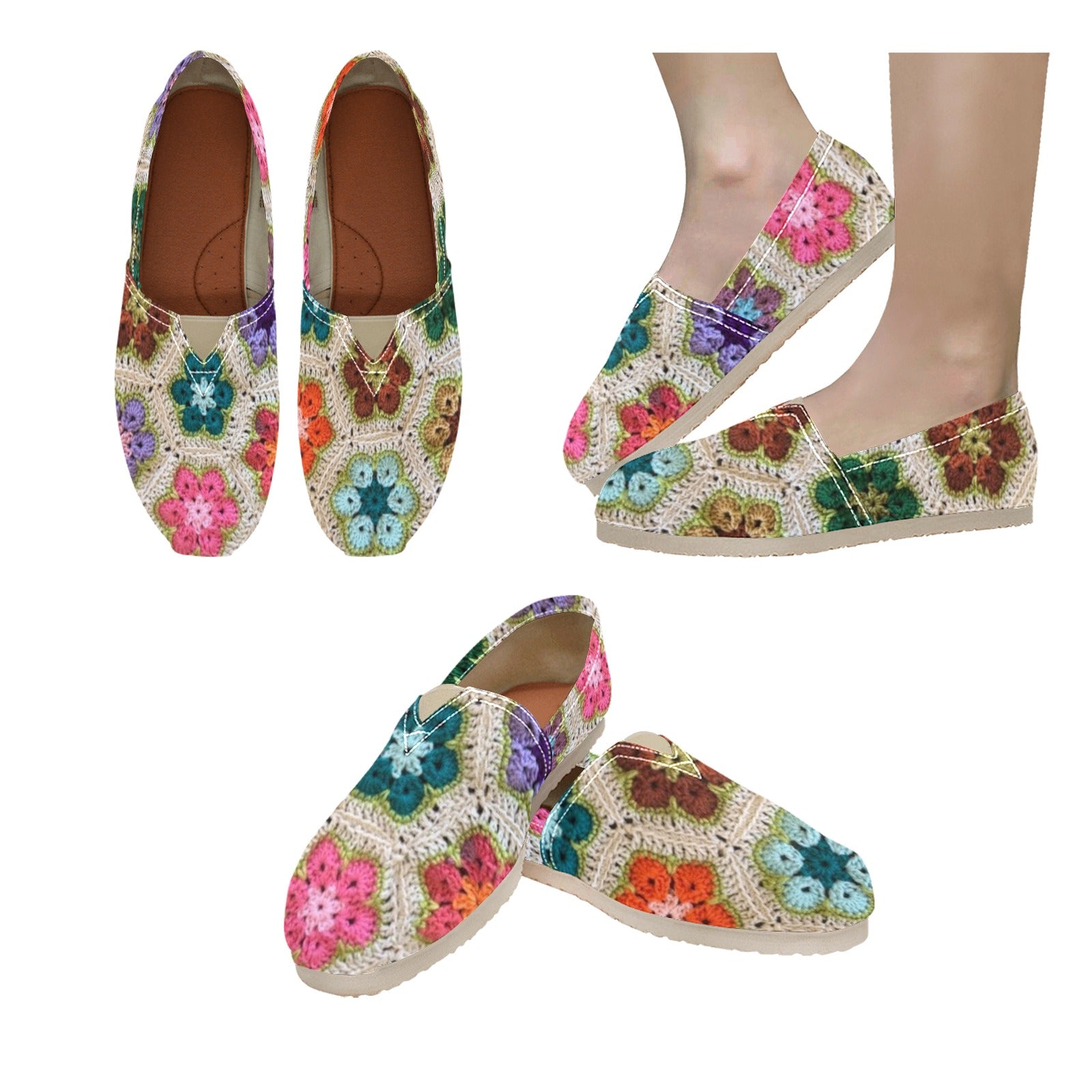 African Flowers Crochet - Casual Canvas Slip-on Shoes