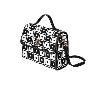 Black & White Squares - Waterproof Canvas Handbag