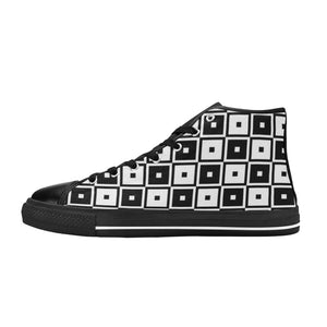 Black & White Squares - High Top Shoes
