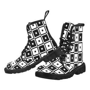 Black & White Squares - Canvas Boots