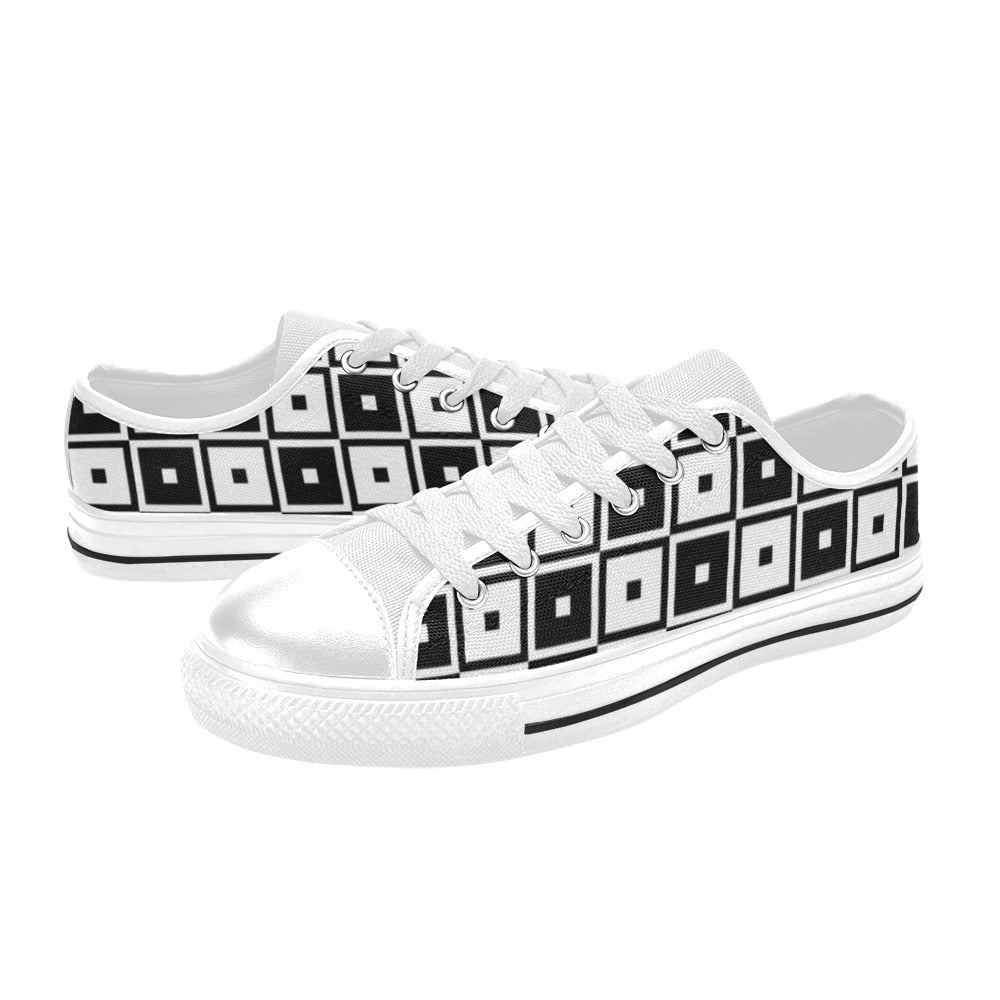 Black & White Squares - Low Top Shoes