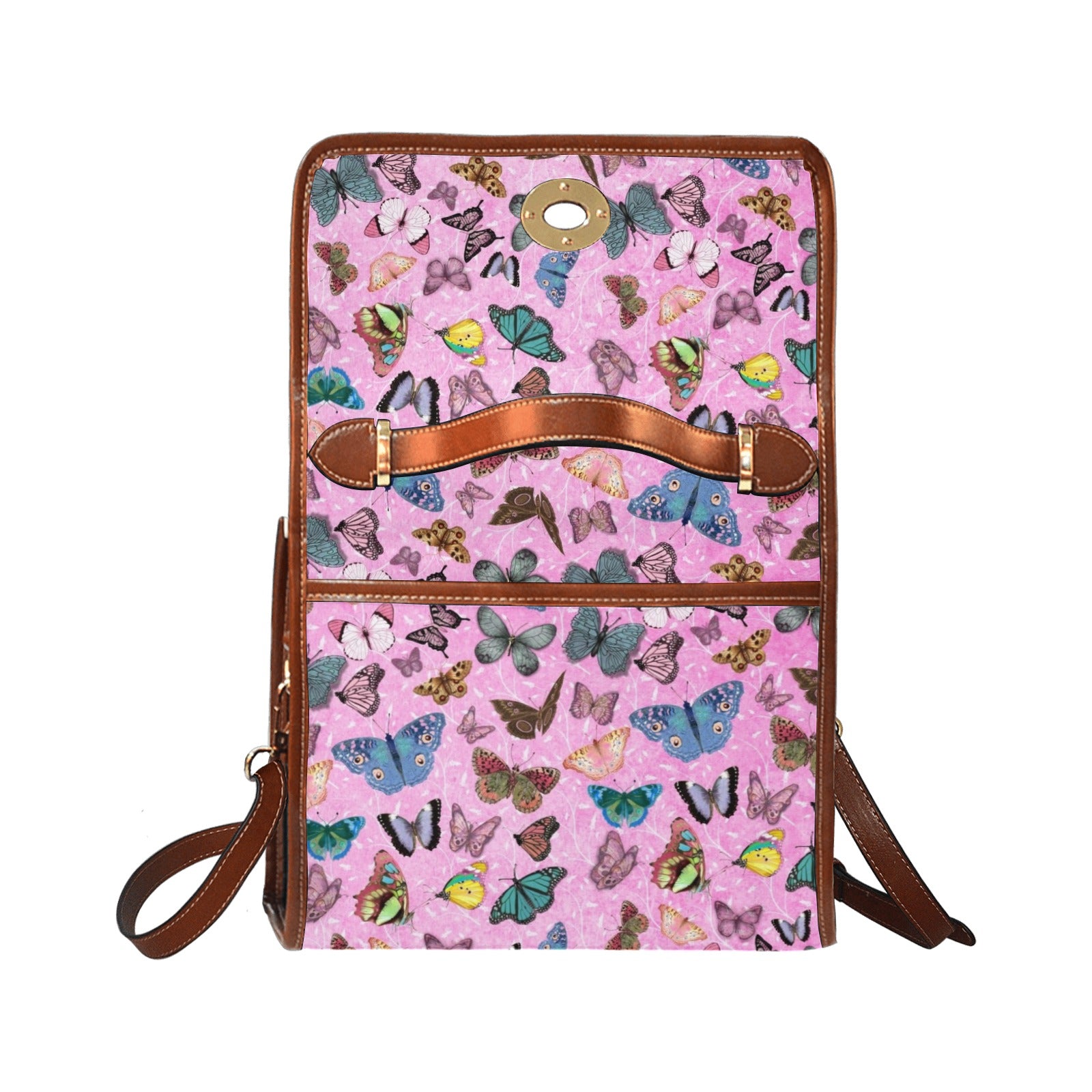 Butterfly Pink - Waterproof Canvas Handbag