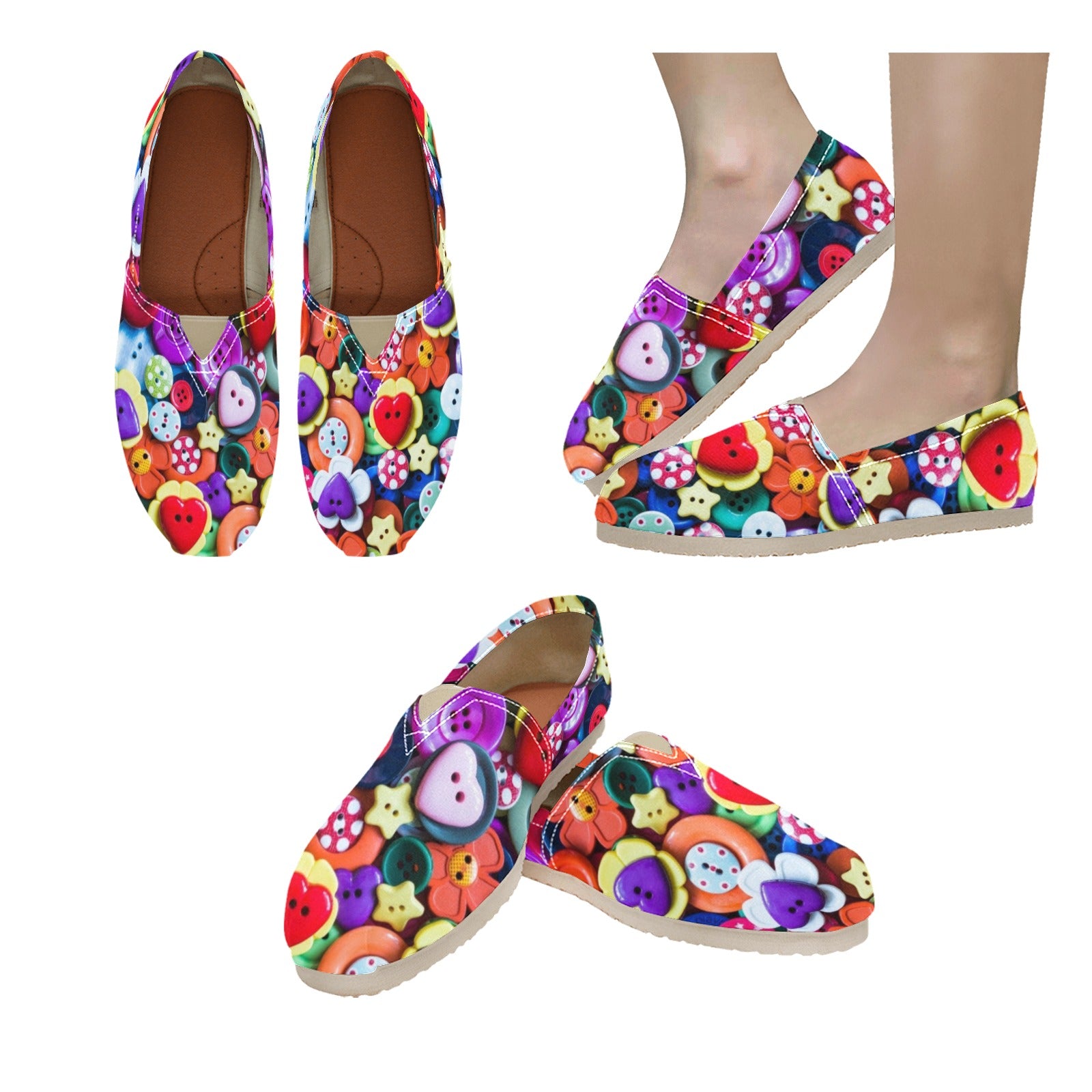 Buttons - Casual Canvas Slip-on Shoes