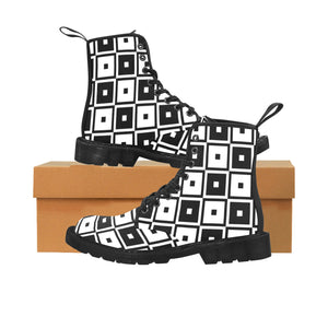 Black & White Squares - Canvas Boots