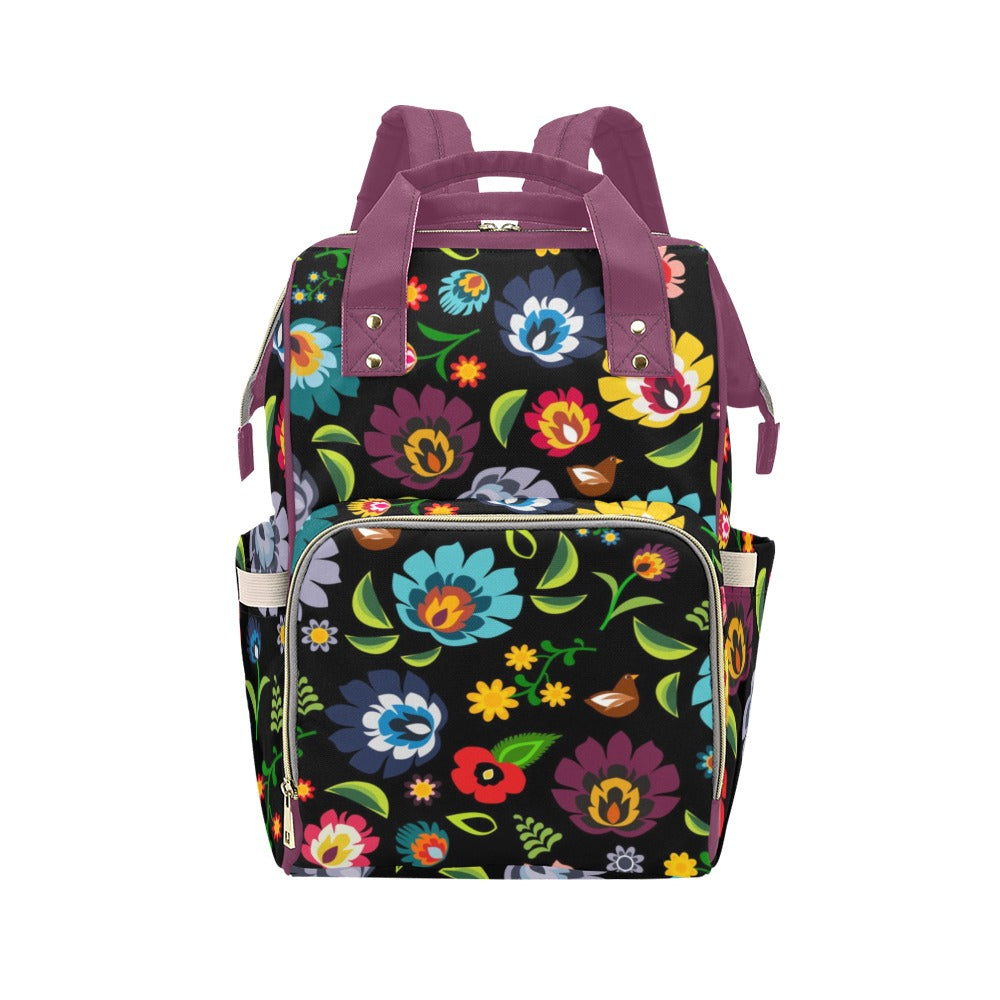 Polish Folk Flowers - Multi-Function Backpack Nappy Bag