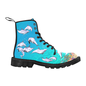 Dolphins - Canvas Boots - Little Goody New Shoes Australia
