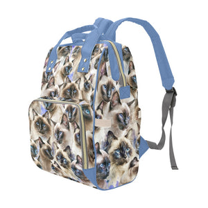 Siamese Cats - Multi-Function Backpack Nappy Bag