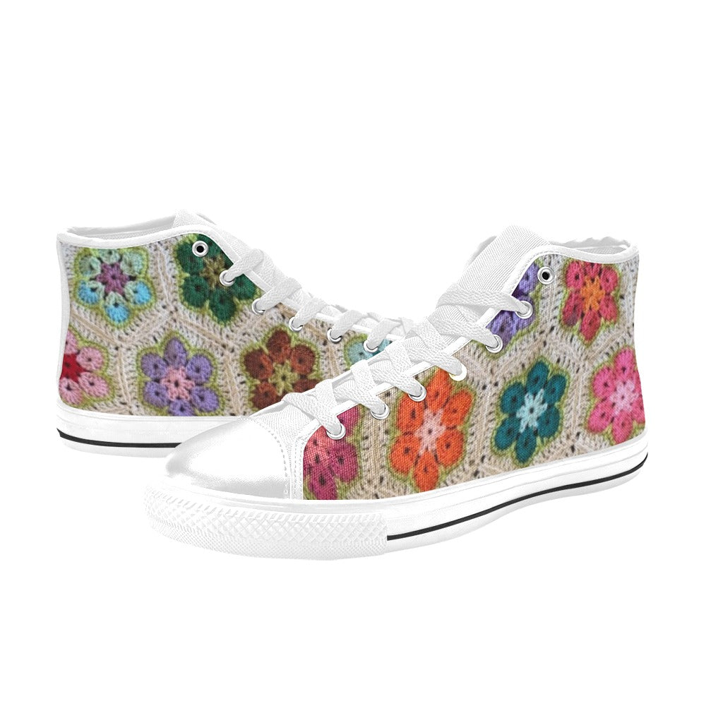 African Flowers Crochet - High Top Shoes
