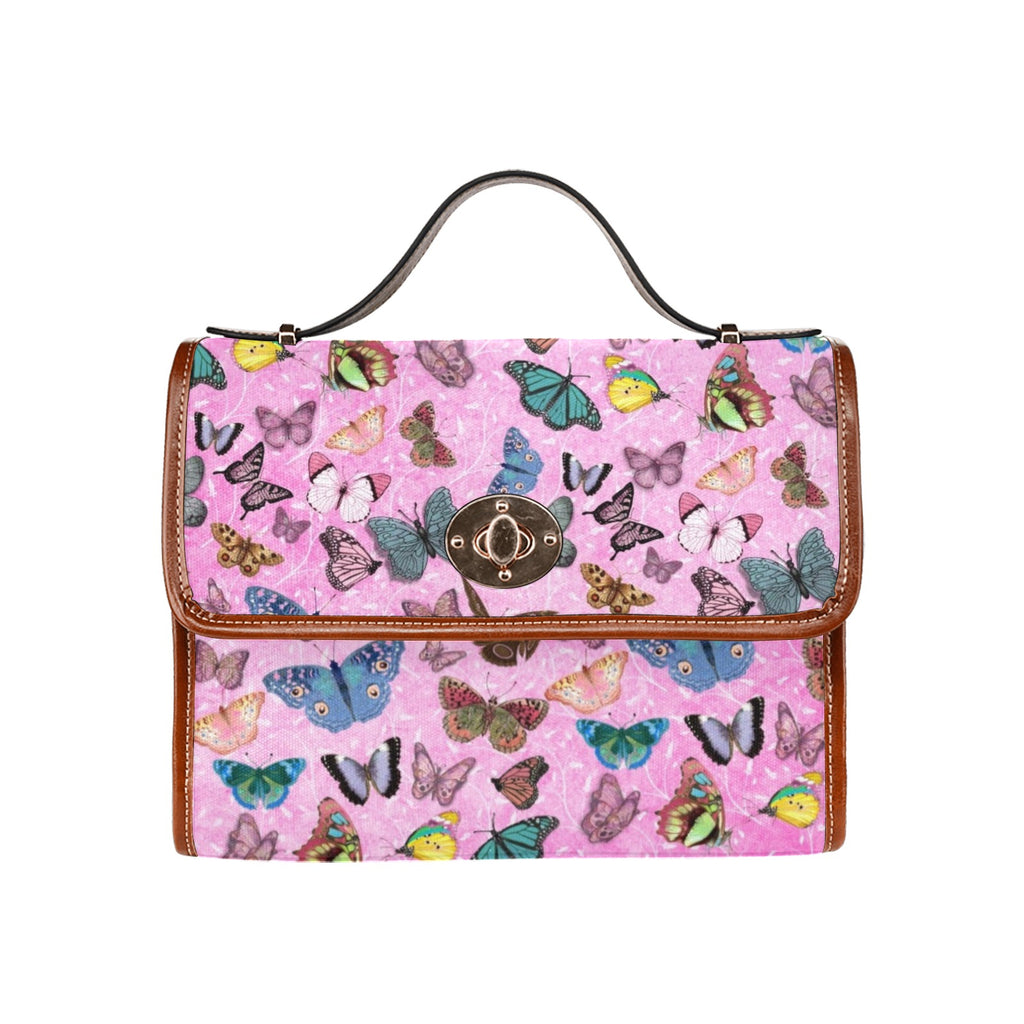 Butterfly Pink - Waterproof Canvas Handbag