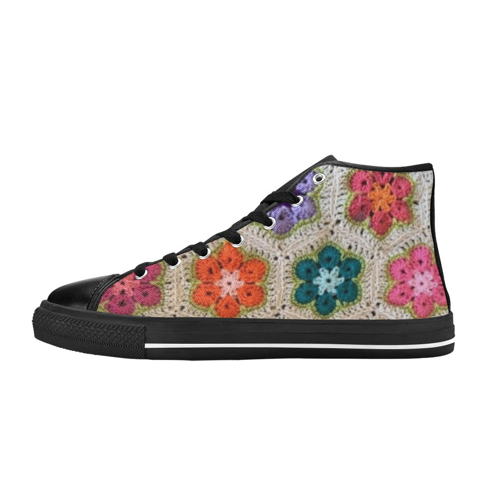 African Flowers Crochet - High Top Shoes