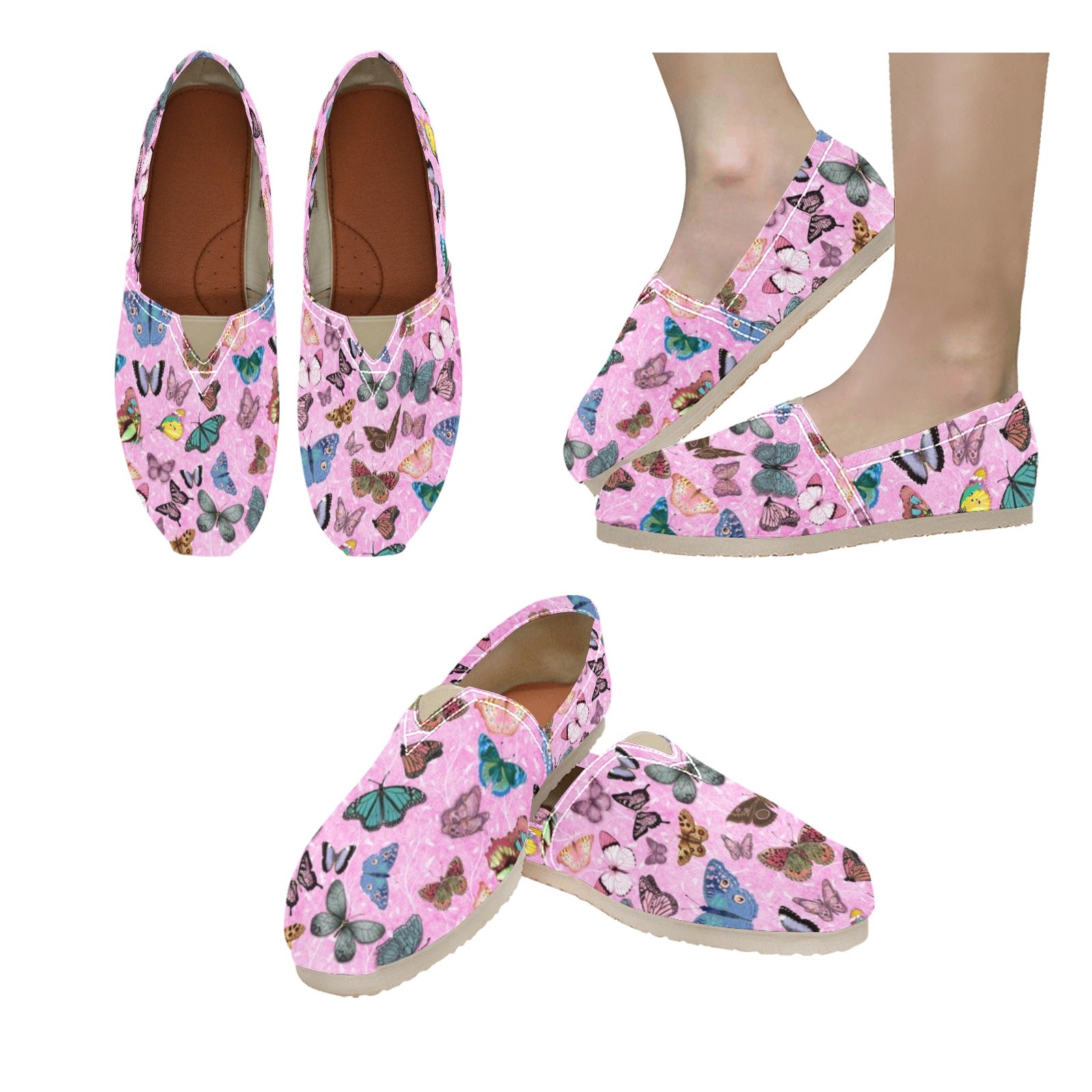 Butterfly Pink - Casual Canvas Slip-on Shoes