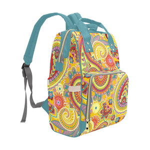 Yellow Paisley - Multi-Function Backpack Nappy Bag