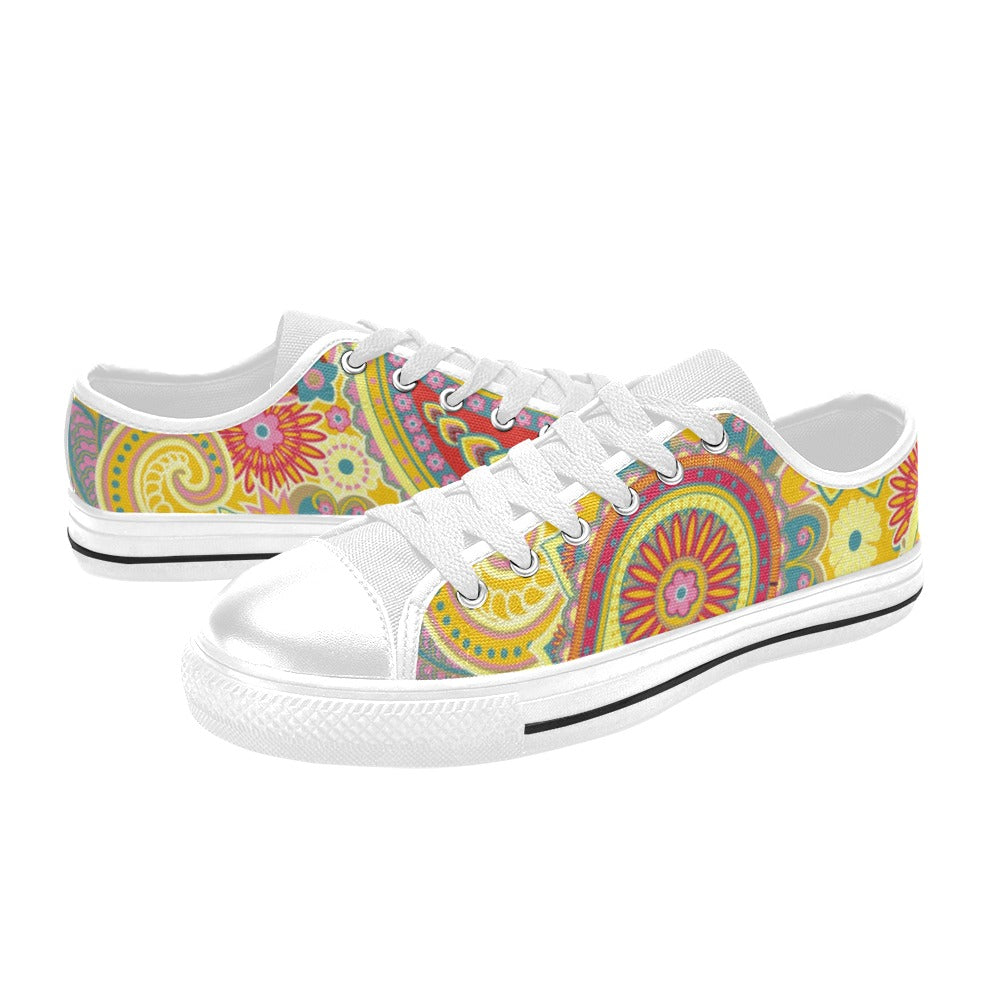 Yellow Paisley - Low Top Shoes