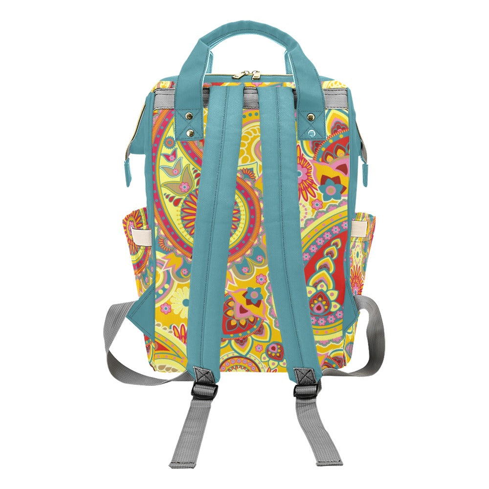 Yellow Paisley - Multi-Function Backpack Nappy Bag