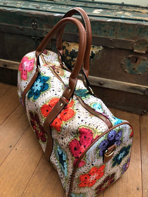 African Flowers Crochet - Overnight Travel Bag