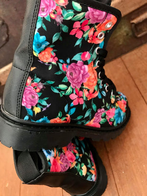 Bright Floral - Canvas Boots - Little Goody New Shoes Australia