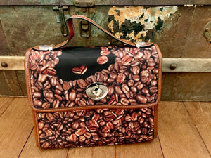 Coffee Beans - Waterproof Canvas Handbag - Little Goody New Shoes Australia