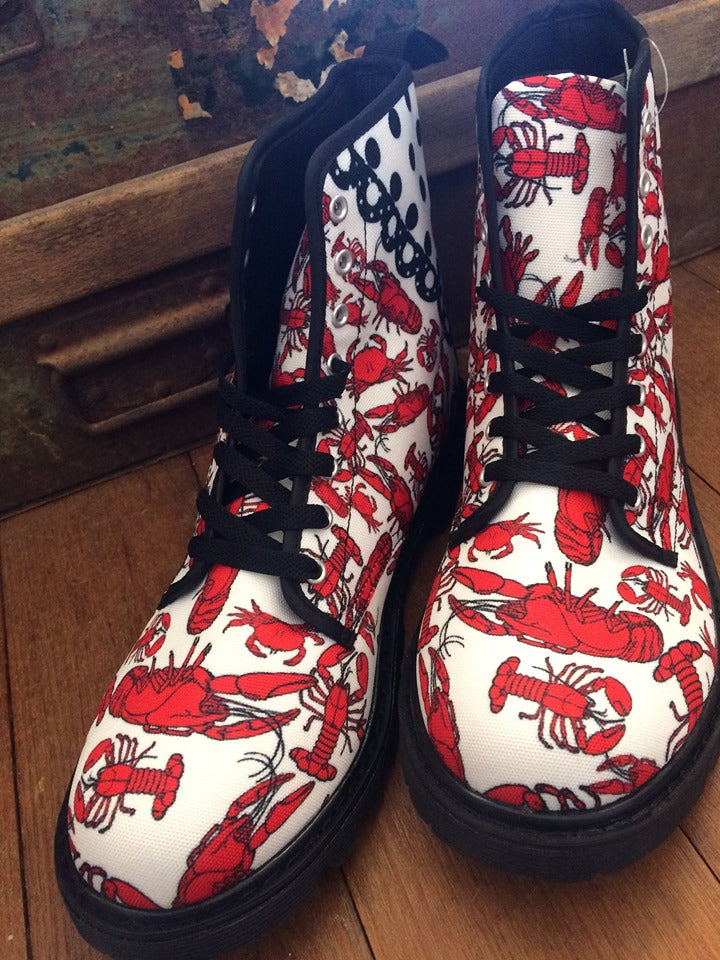 Crab and Lobster - Canvas Boots - Little Goody New Shoes Australia