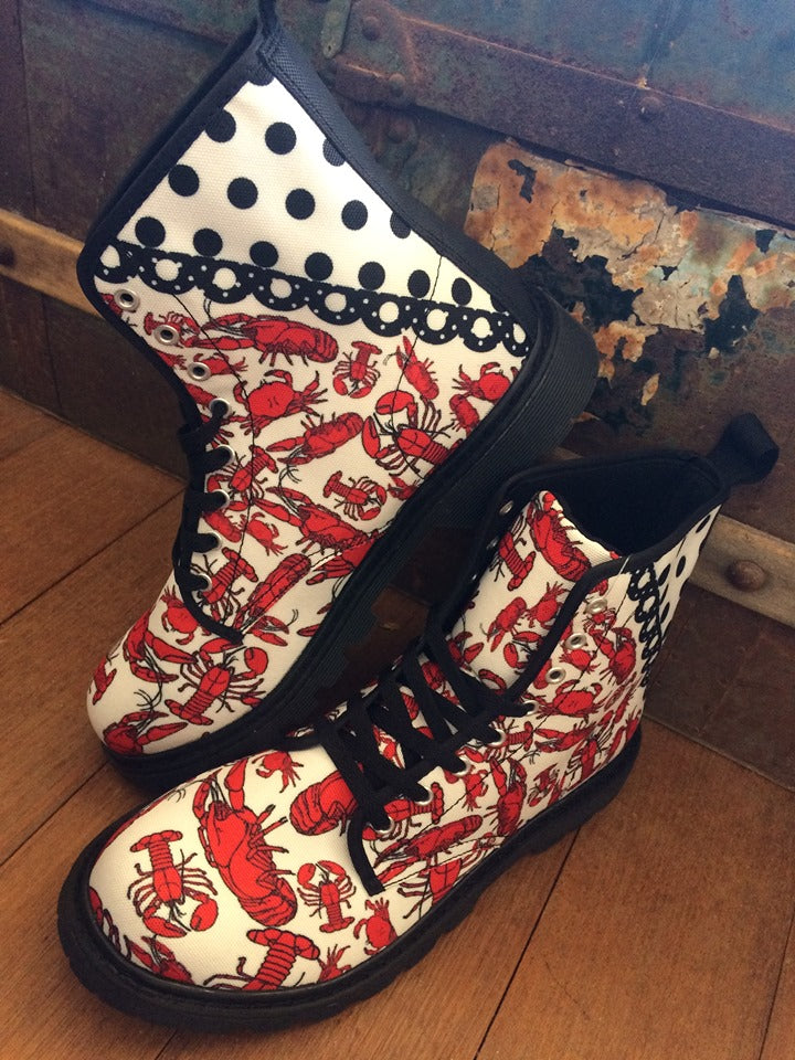 Crab and Lobster - Canvas Boots - Little Goody New Shoes Australia