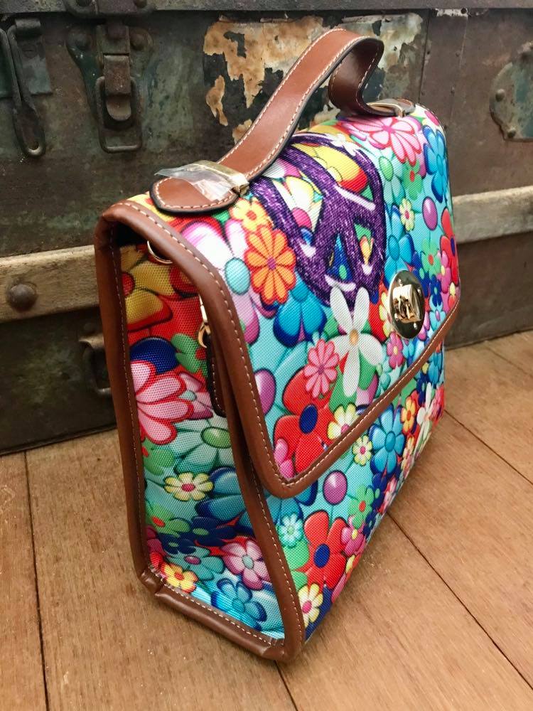 Flower Power - Waterproof Canvas Handbag - Little Goody New Shoes Australia