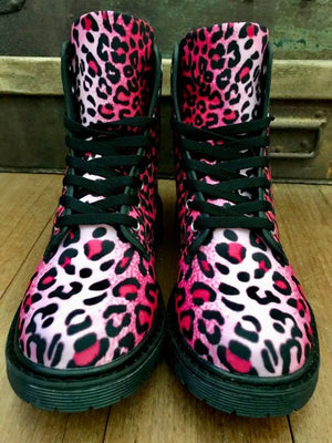Leopard Pink - Canvas Boots - Little Goody New Shoes Australia