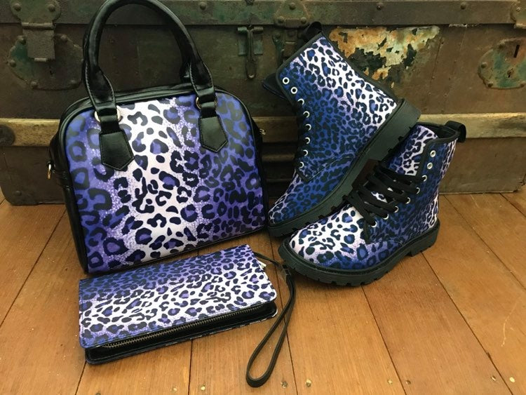 Leopard Purple - Canvas Boots - Little Goody New Shoes Australia