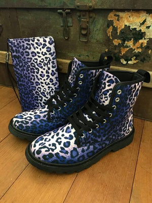 Leopard Purple - Canvas Boots - Little Goody New Shoes Australia