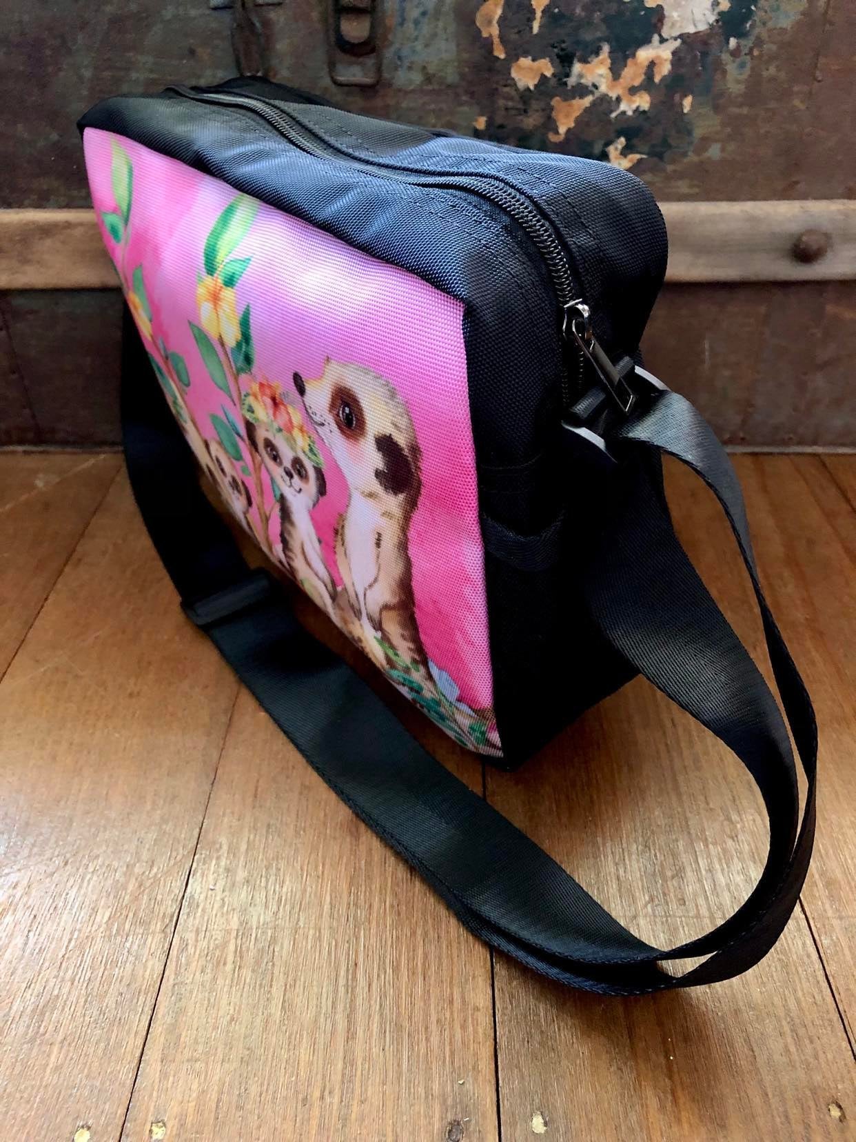 Meerkats - One-Sided Crossbody Nylon Bag