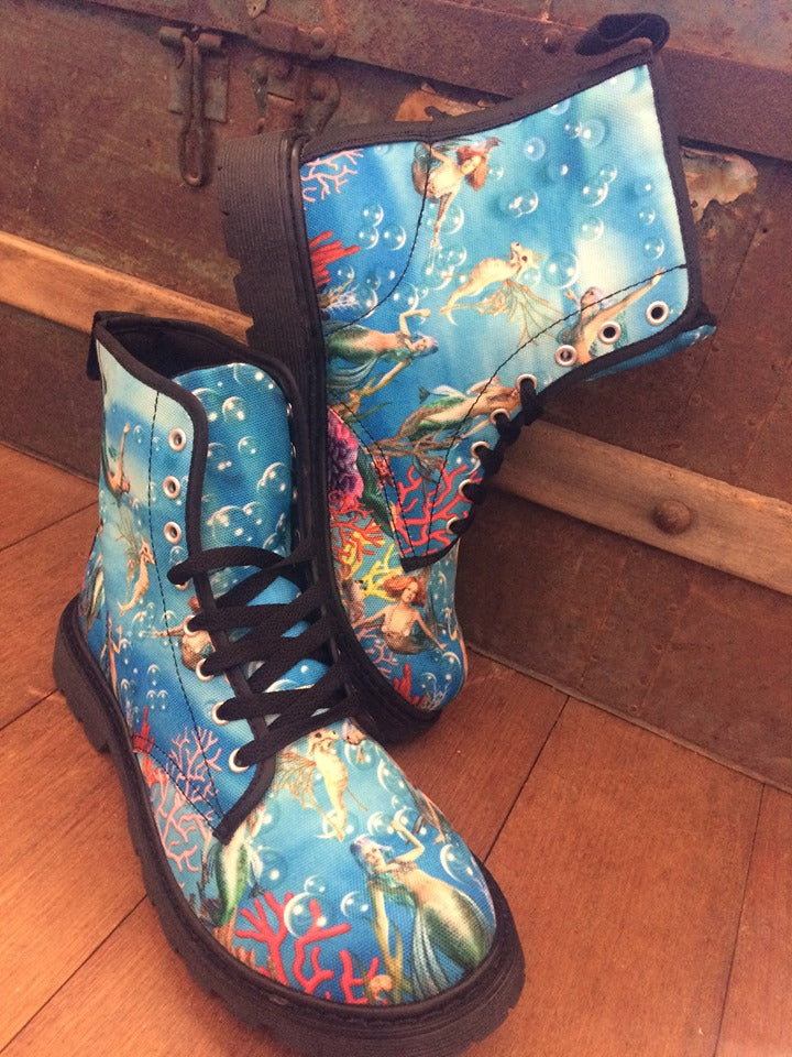 Mermaid - Canvas Boots - Little Goody New Shoes Australia