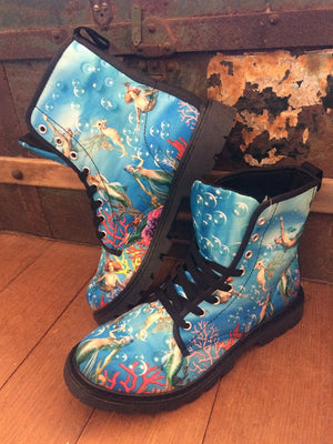 Mermaid - Canvas Boots - Little Goody New Shoes Australia