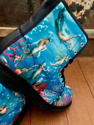 Mermaid - Canvas Boots - Little Goody New Shoes Australia