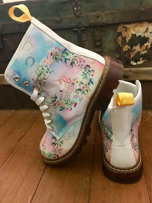 Pastel Unicorn - Canvas Boots - Little Goody New Shoes Australia