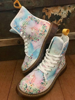 Pastel Unicorn - Canvas Boots - Little Goody New Shoes Australia
