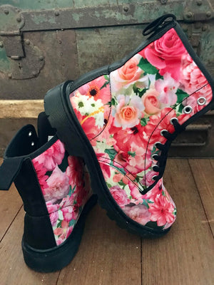 Pink Floral - Canvas Boots