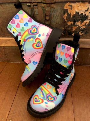 Rainbow Hearts - Canvas Boots