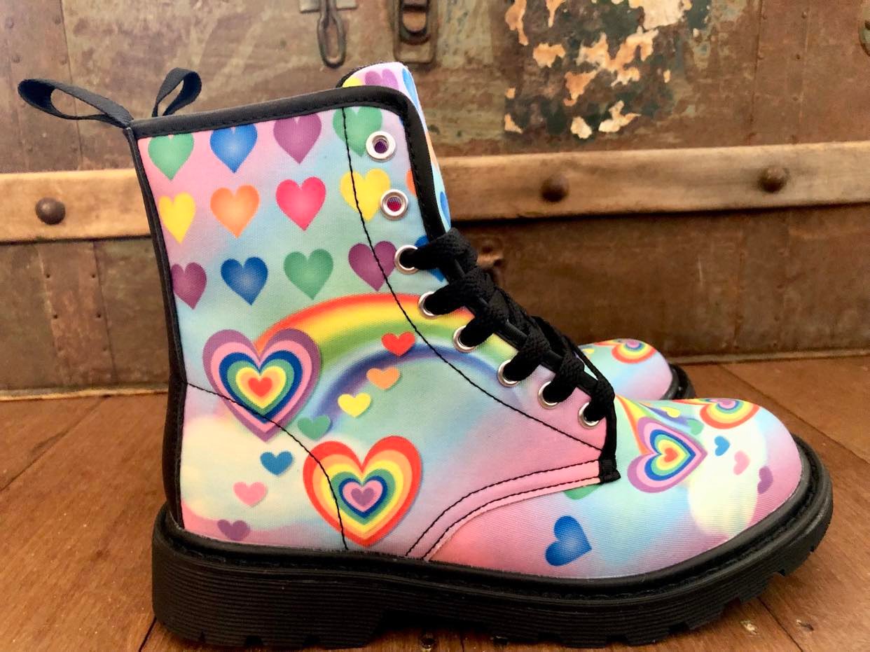 Rainbow Hearts - Canvas Boots