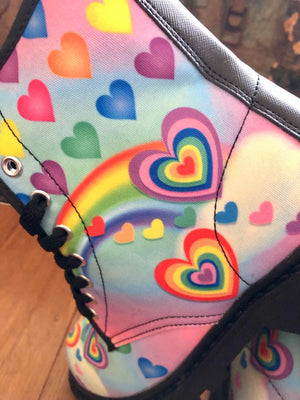 Rainbow Hearts - Canvas Boots