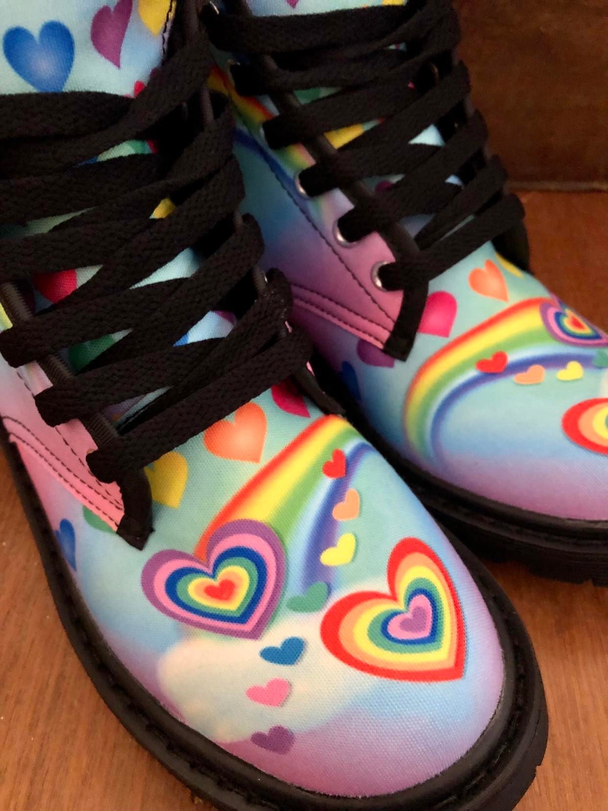 Rainbow Hearts - Canvas Boots