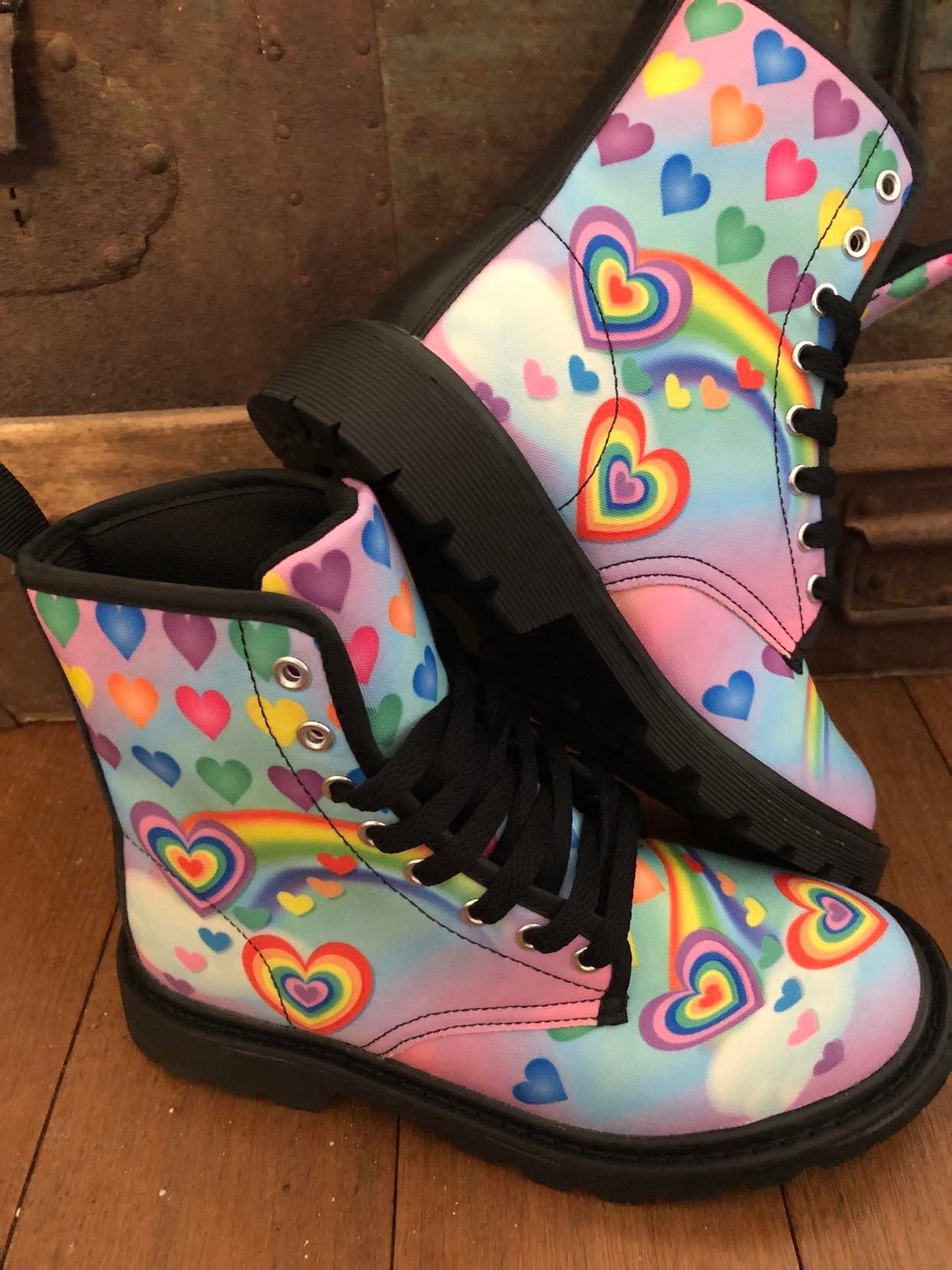 Rainbow Hearts - Canvas Boots