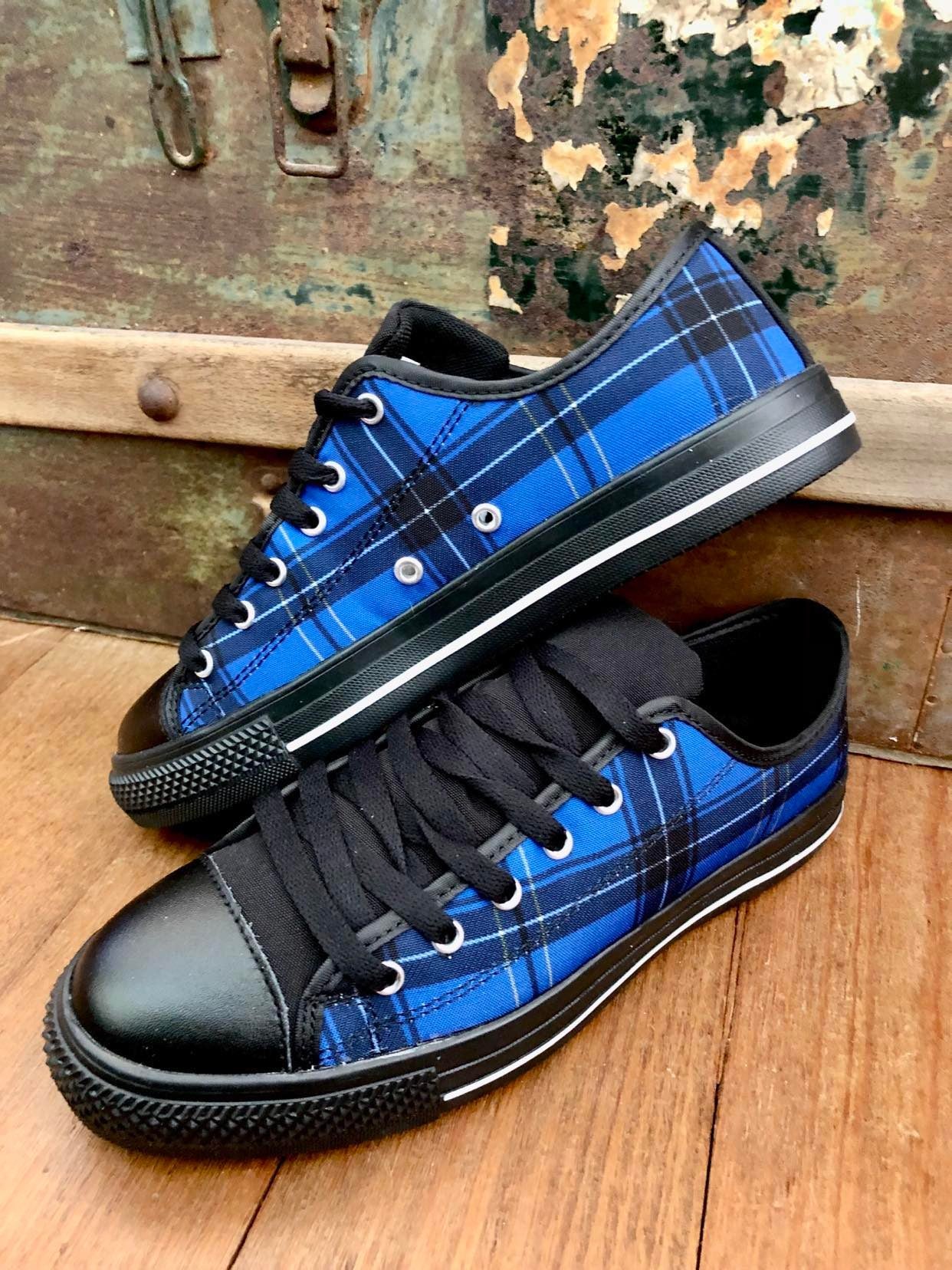 Tartan Blue - Low Top Shoes