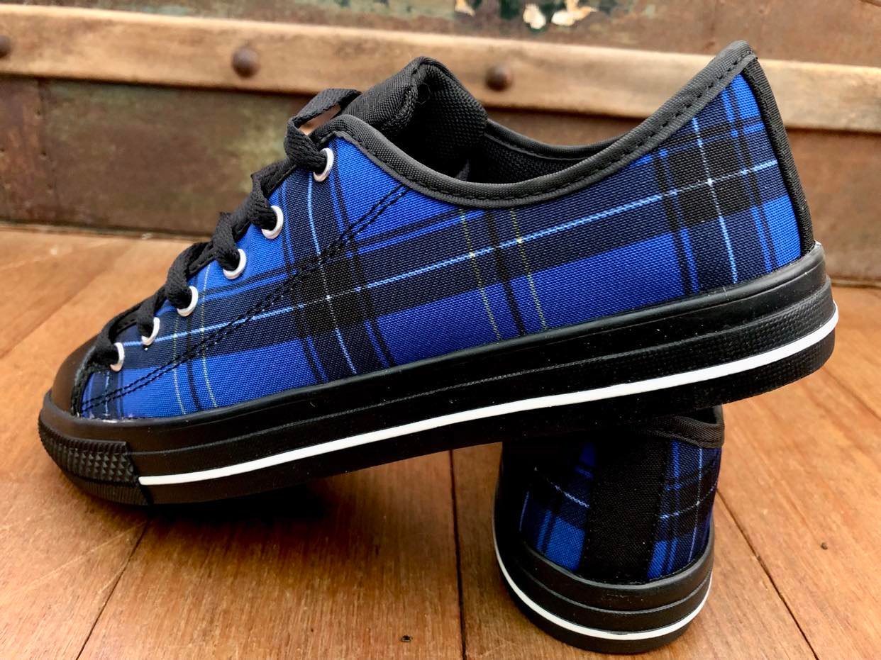 Tartan Blue - Low Top Shoes