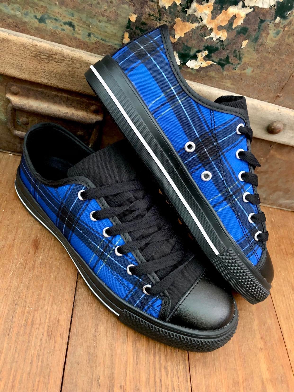 Tartan Blue - Low Top Shoes