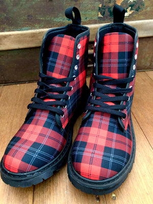Tartan Red - Canvas Boots