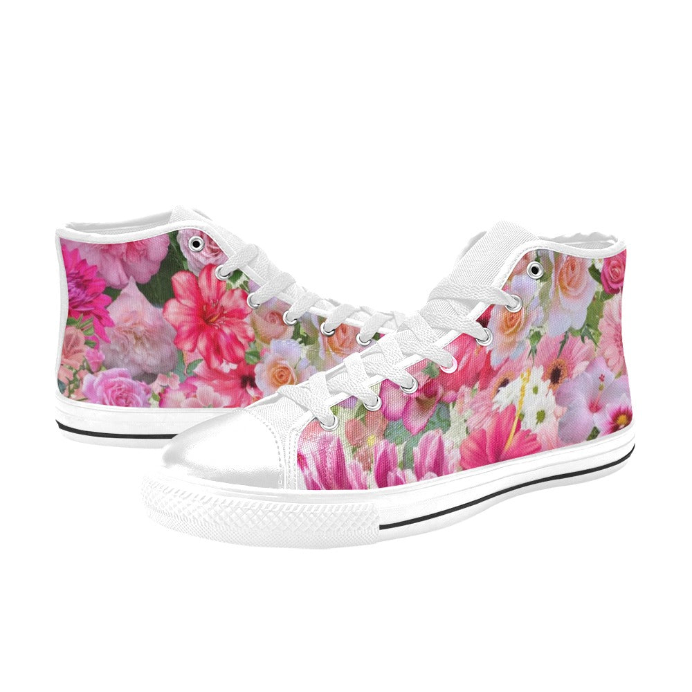 Pink Floral - High Top Shoes