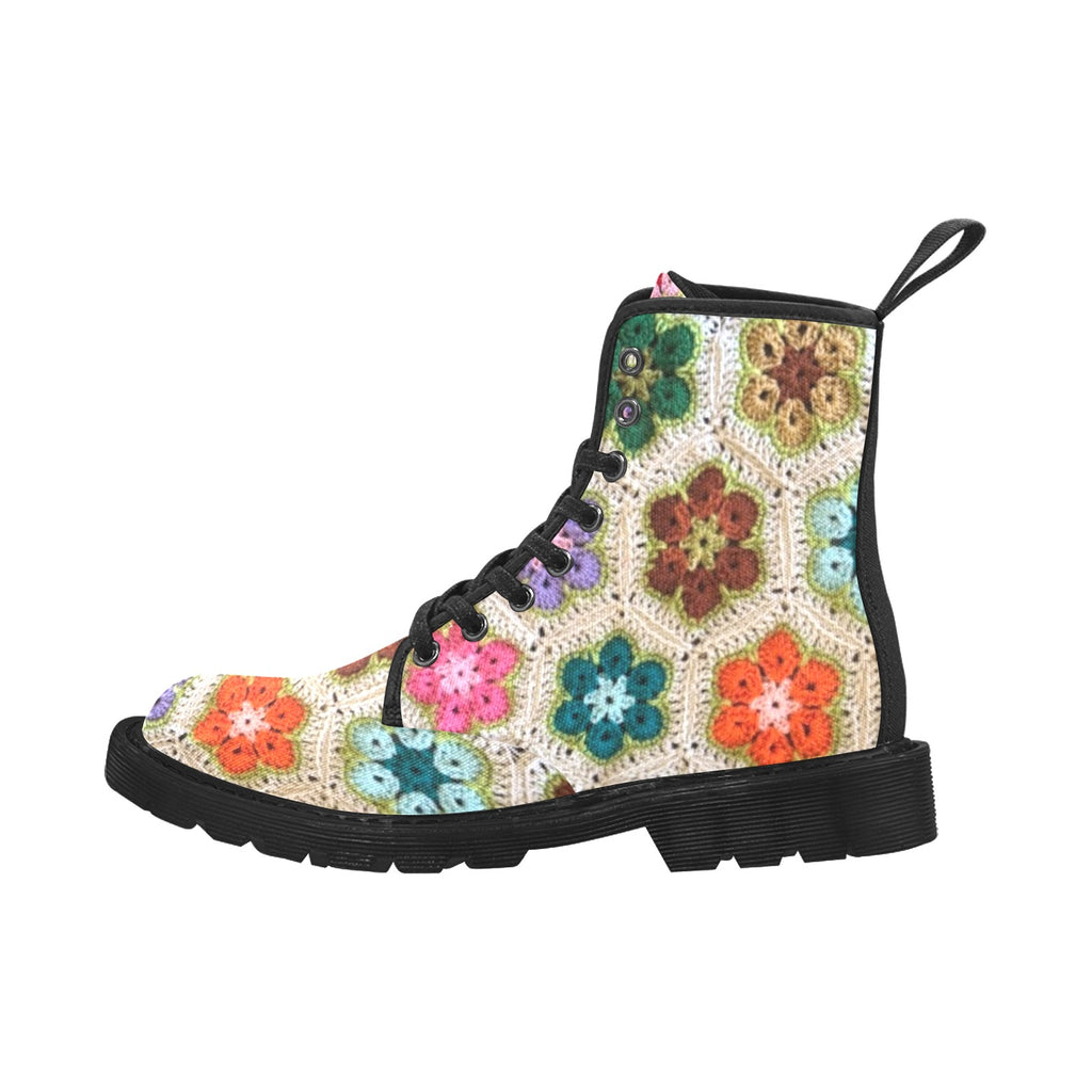African Flowers Crochet - Canvas Boots