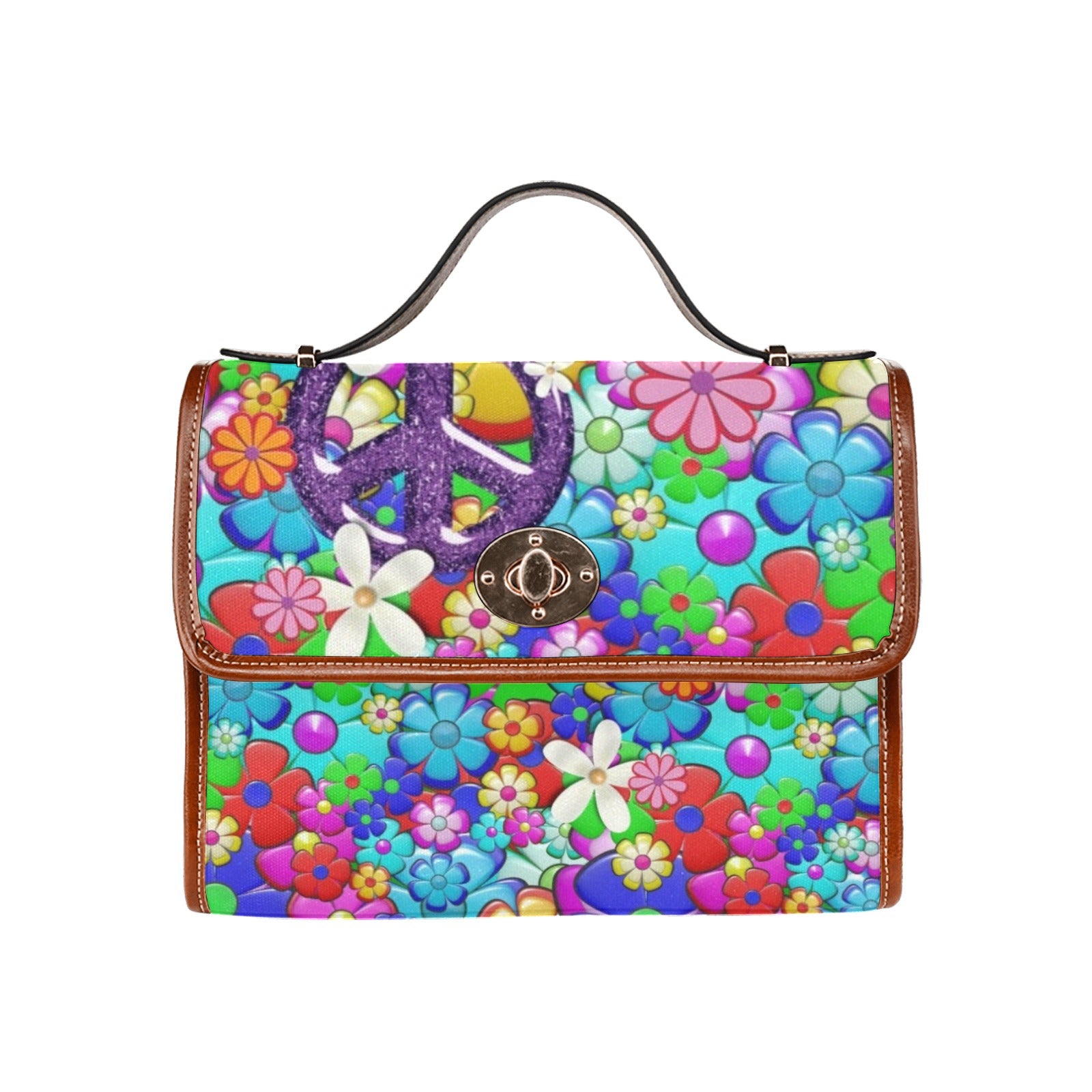Flower Power - Waterproof Canvas Handbag - Little Goody New Shoes Australia