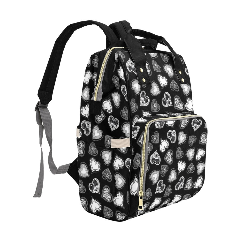 Lace Hearts - Multi-Function Backpack Nappy Bag